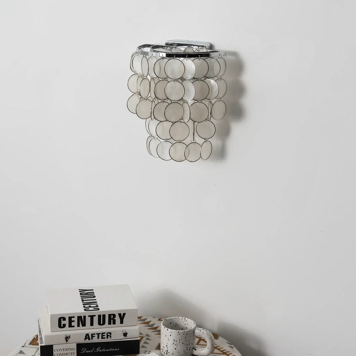 Chrome Round Tiered Capiz Shell Iron Wall Lamp – Iron detail 11