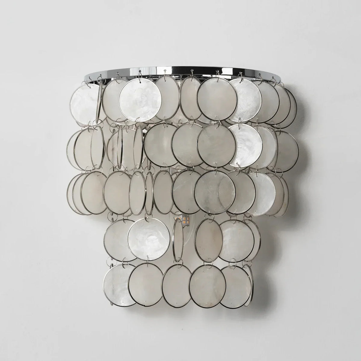 Chrome Round Tiered Capiz Shell Iron Wall Lamp – Iron detail 20