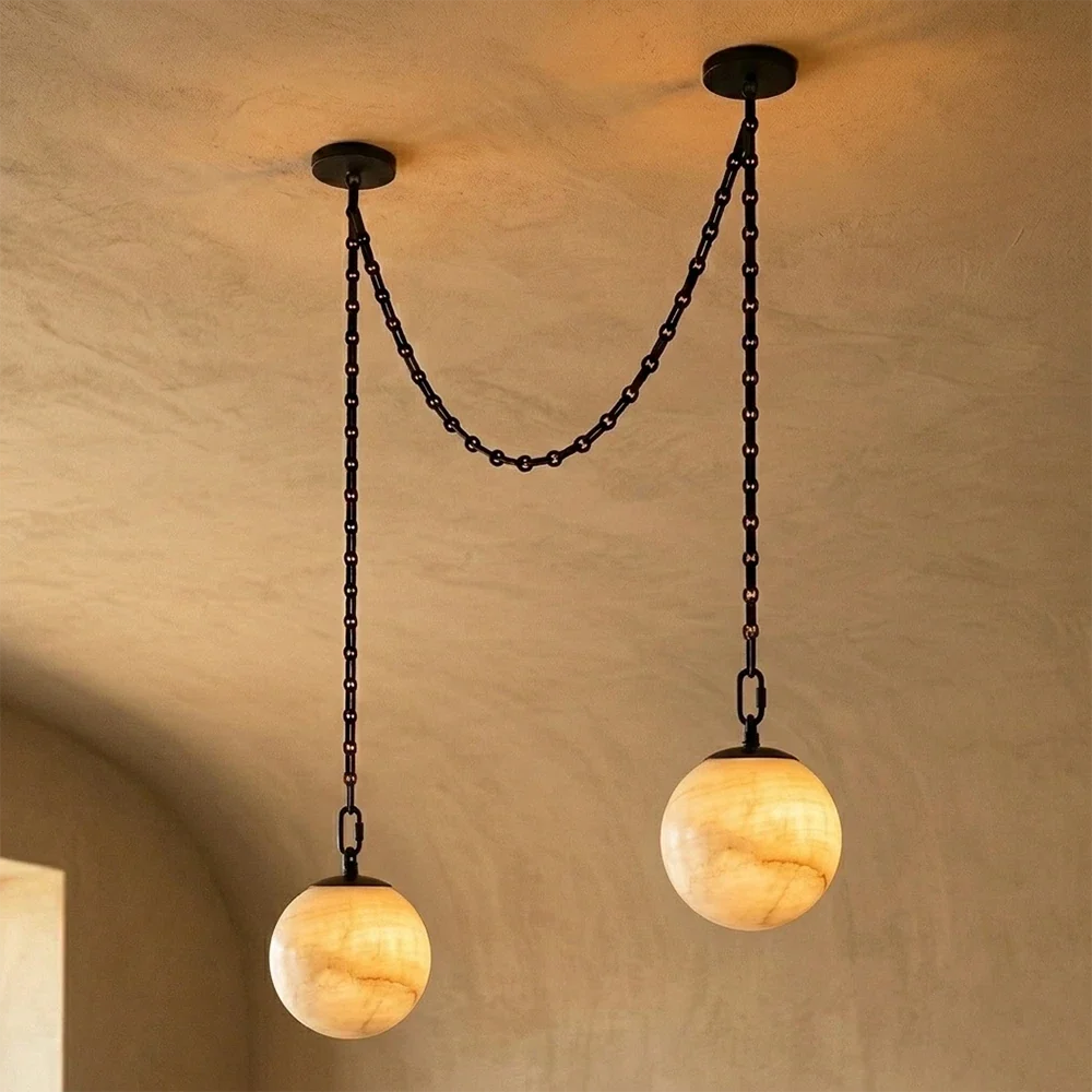 Alabaster Spherical Chain Chandelier – Alabaster detail 23