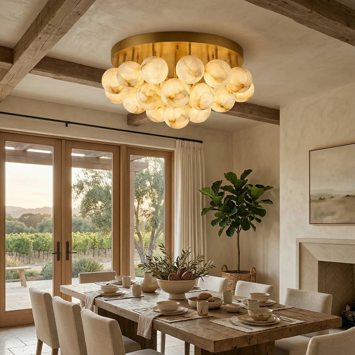 Clustered Aurelia Alabaster Globe Ceiling Light – Alabaster detail 6