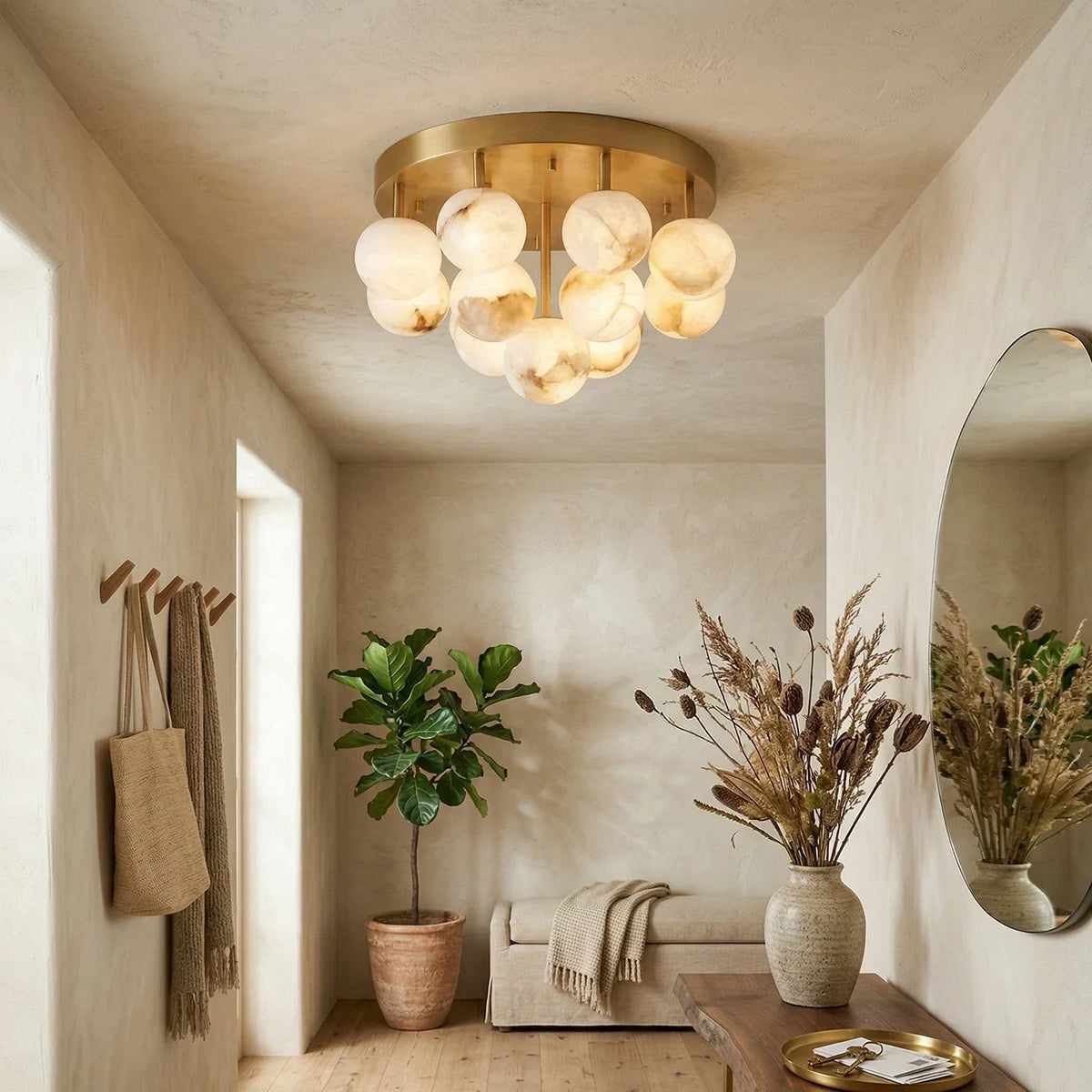 Clustered Aurelia Alabaster Globe Ceiling Light – Alabaster detail 3
