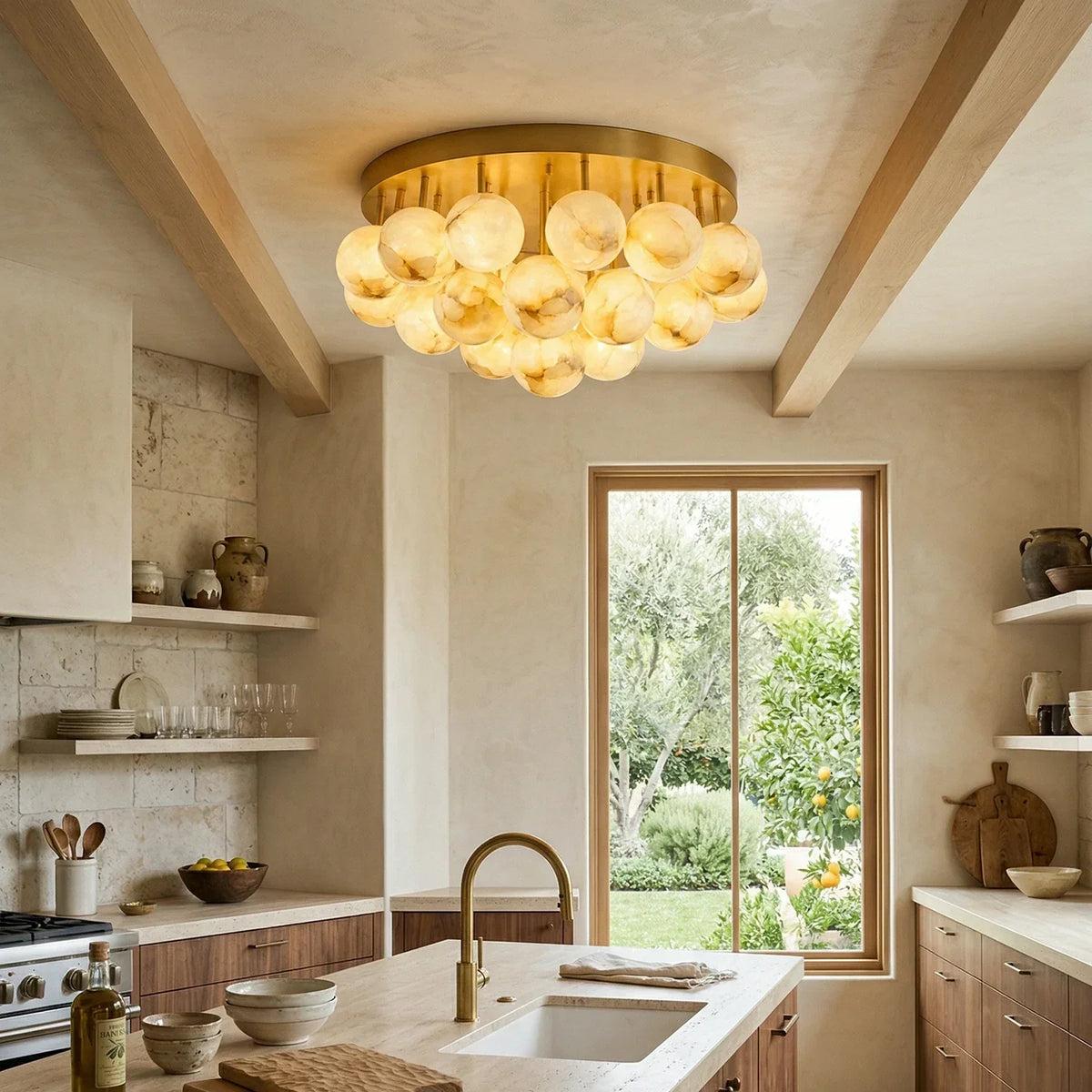 Clustered Aurelia Alabaster Globe Ceiling Light – Alabaster detail 2