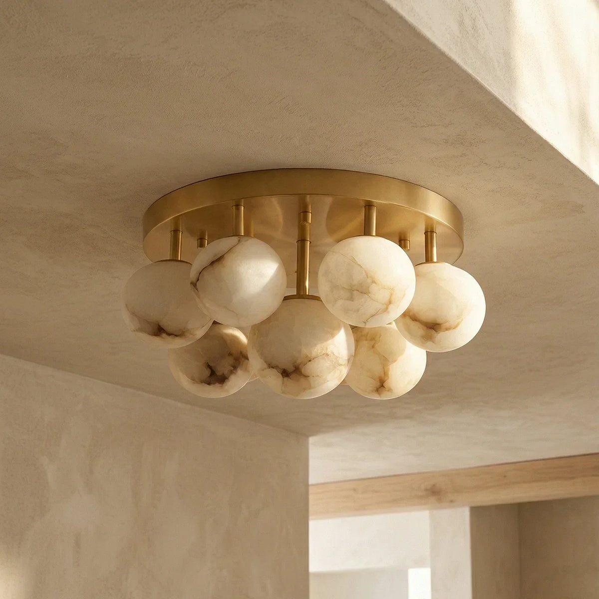 Clustered Aurelia Alabaster Globe Ceiling Light – Alabaster detail 10