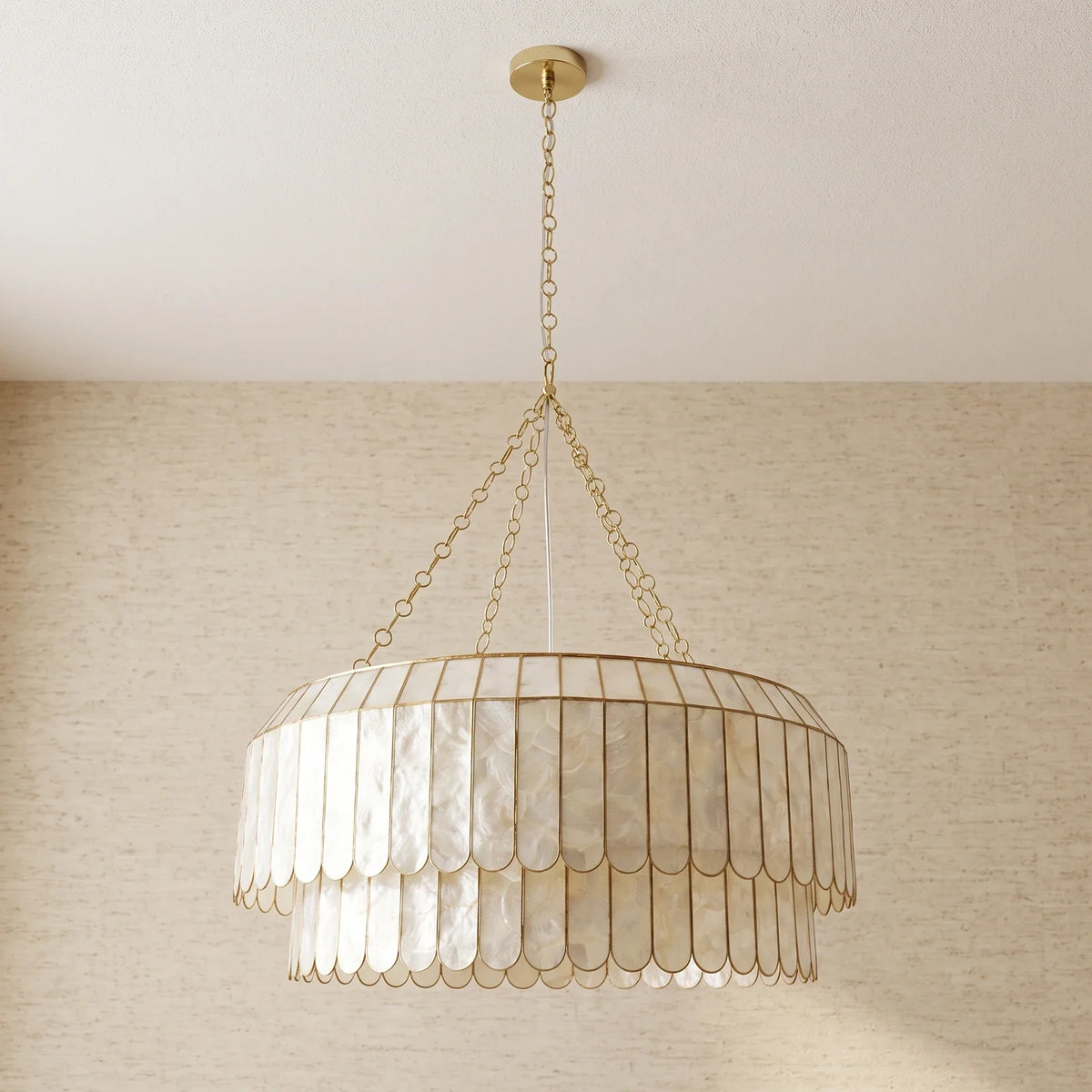 Columnar Capiz Shell Iron Chandelier – Iron detail 19