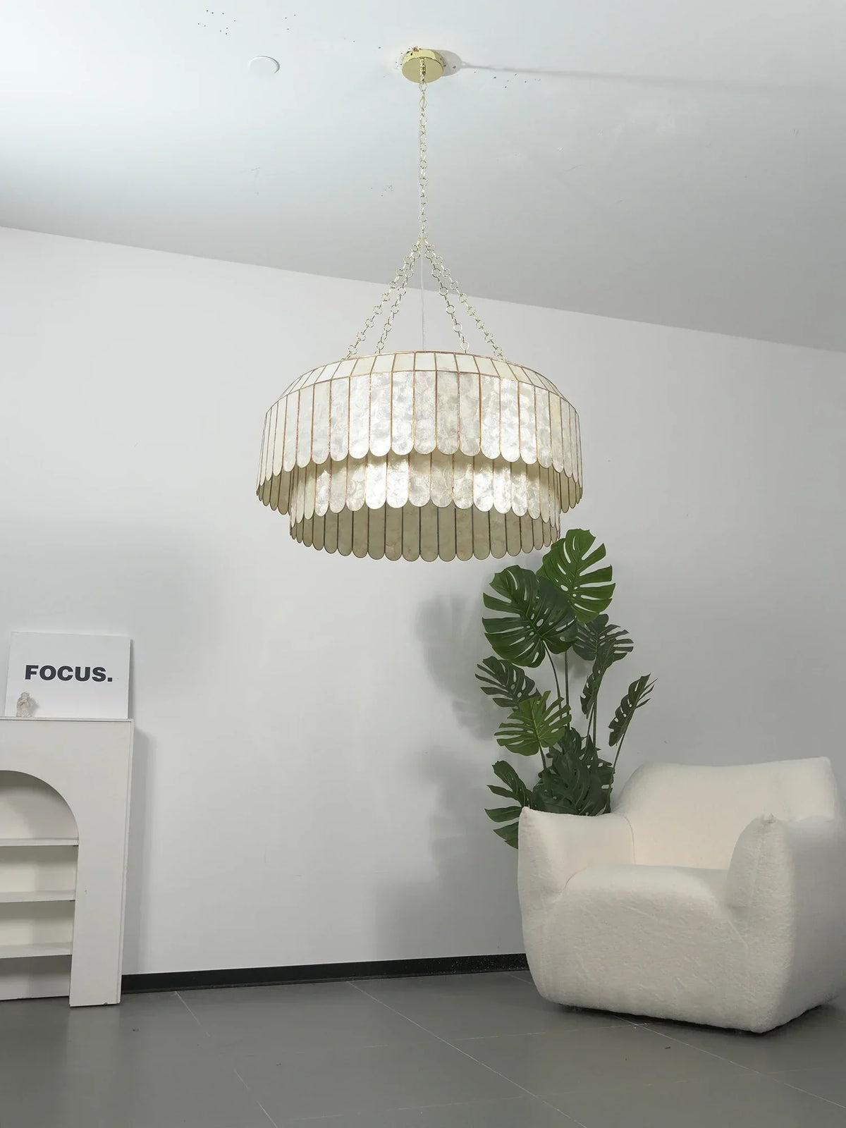 Columnar Capiz Shell Iron Chandelier – Iron detail 10