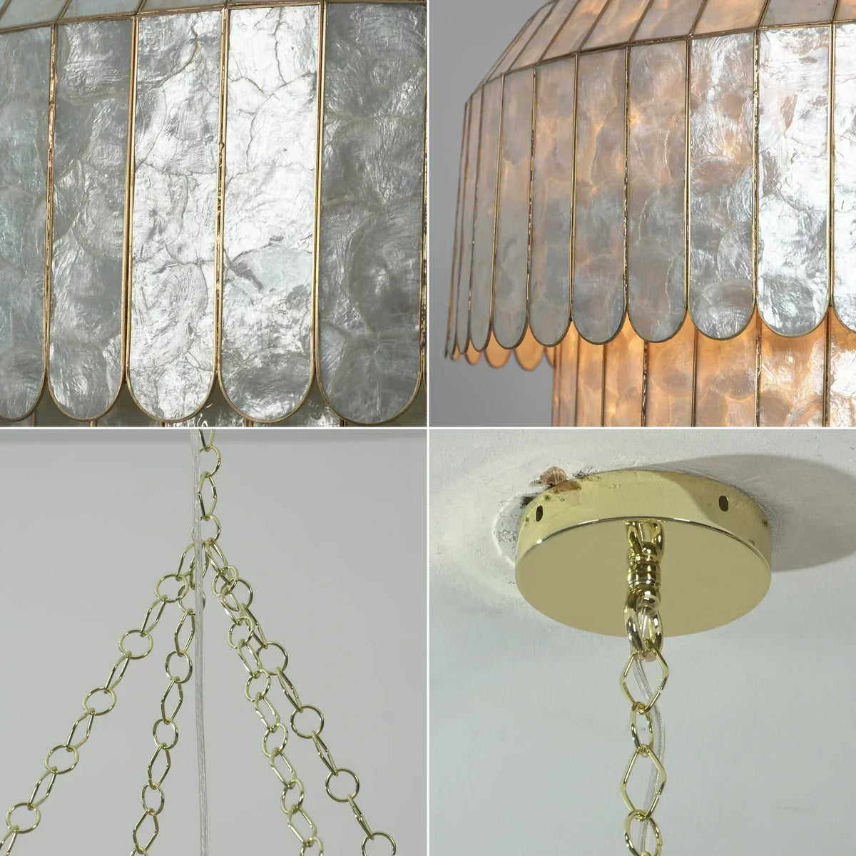 Columnar Capiz Shell Iron Chandelier – Iron detail 12