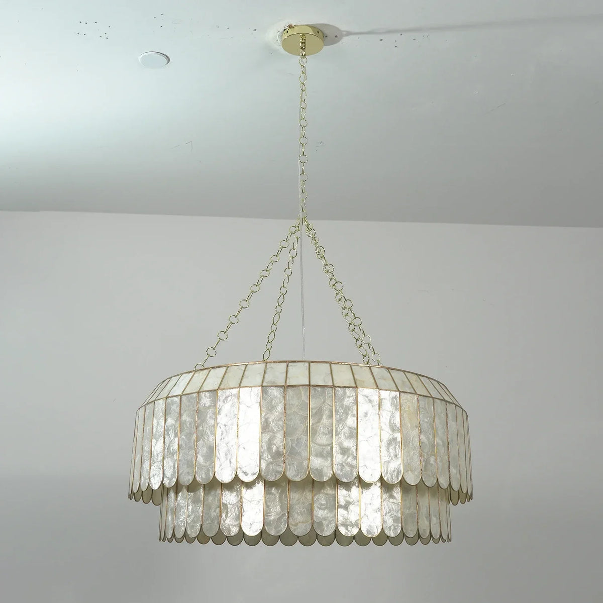 Columnar Capiz Shell Iron Chandelier – Iron detail 17