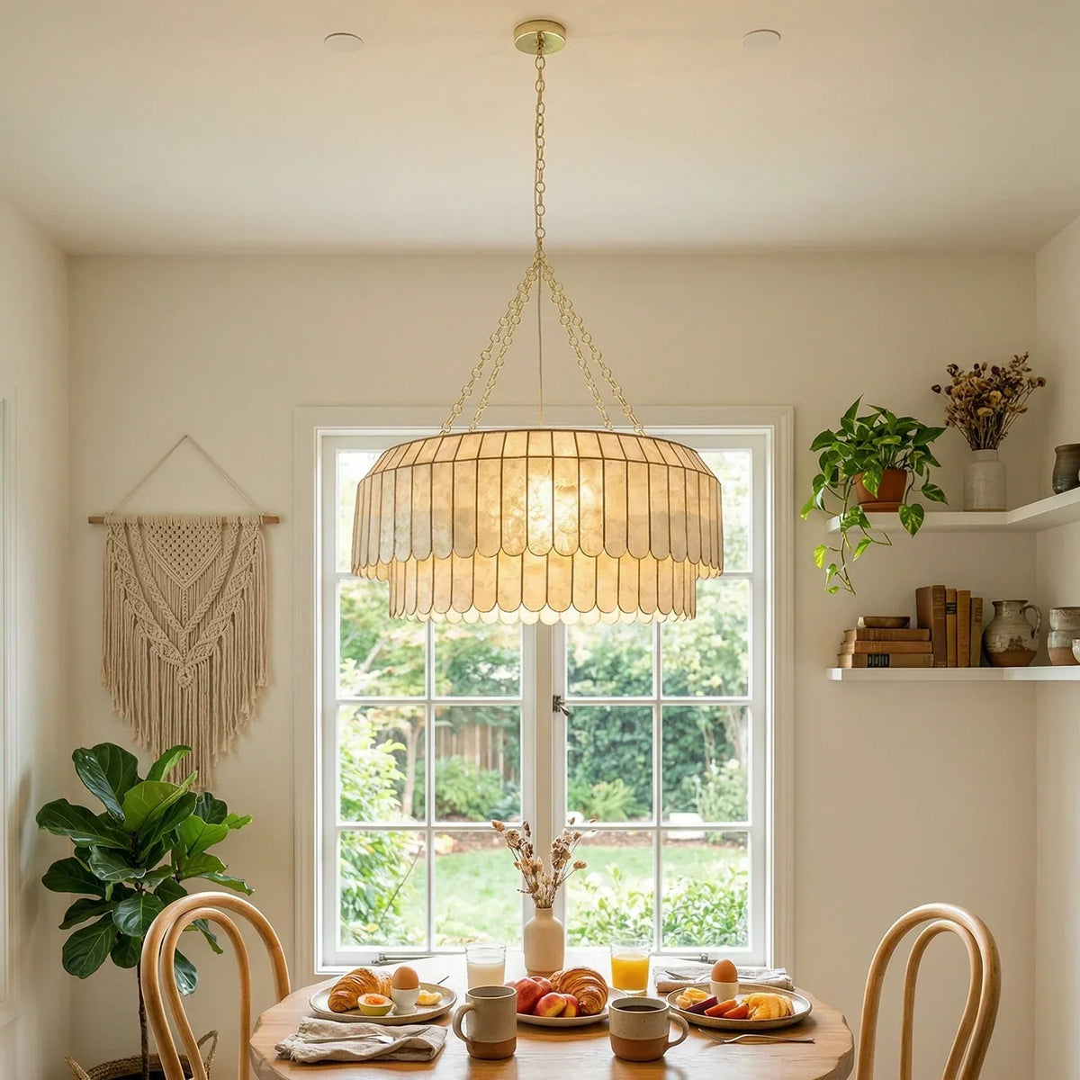 Columnar Capiz Shell Iron Chandelier – Iron detail 3