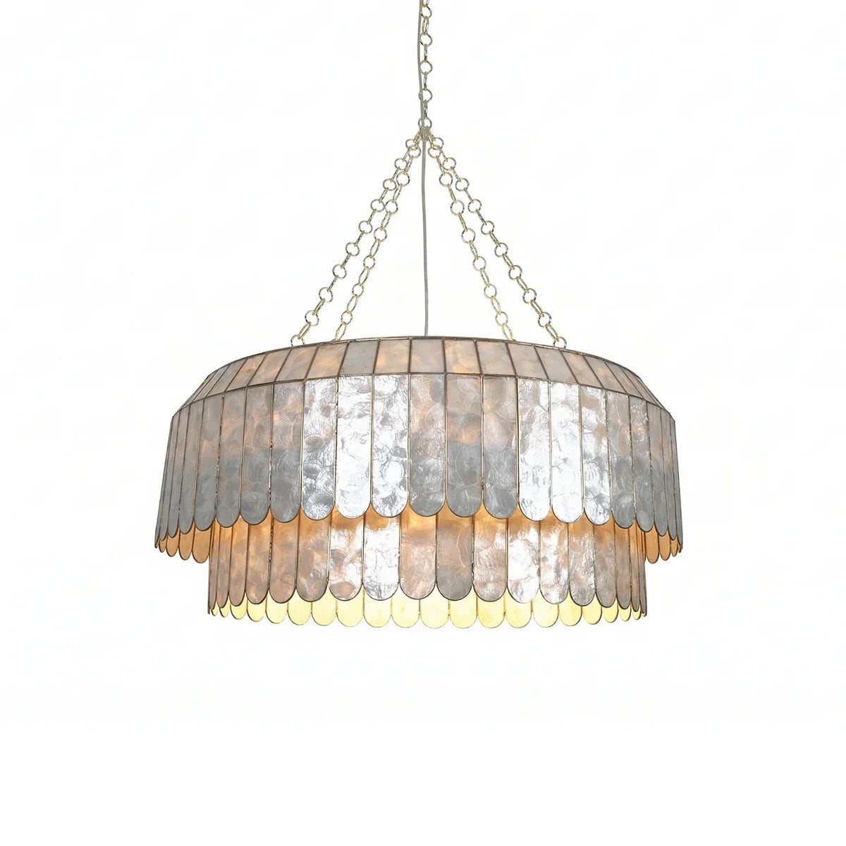 Columnar Capiz Shell Iron Chandelier – Iron detail 20