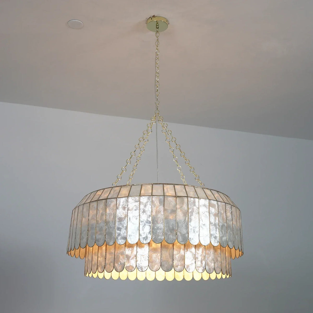 Columnar Capiz Shell Iron Chandelier – Iron detail 16