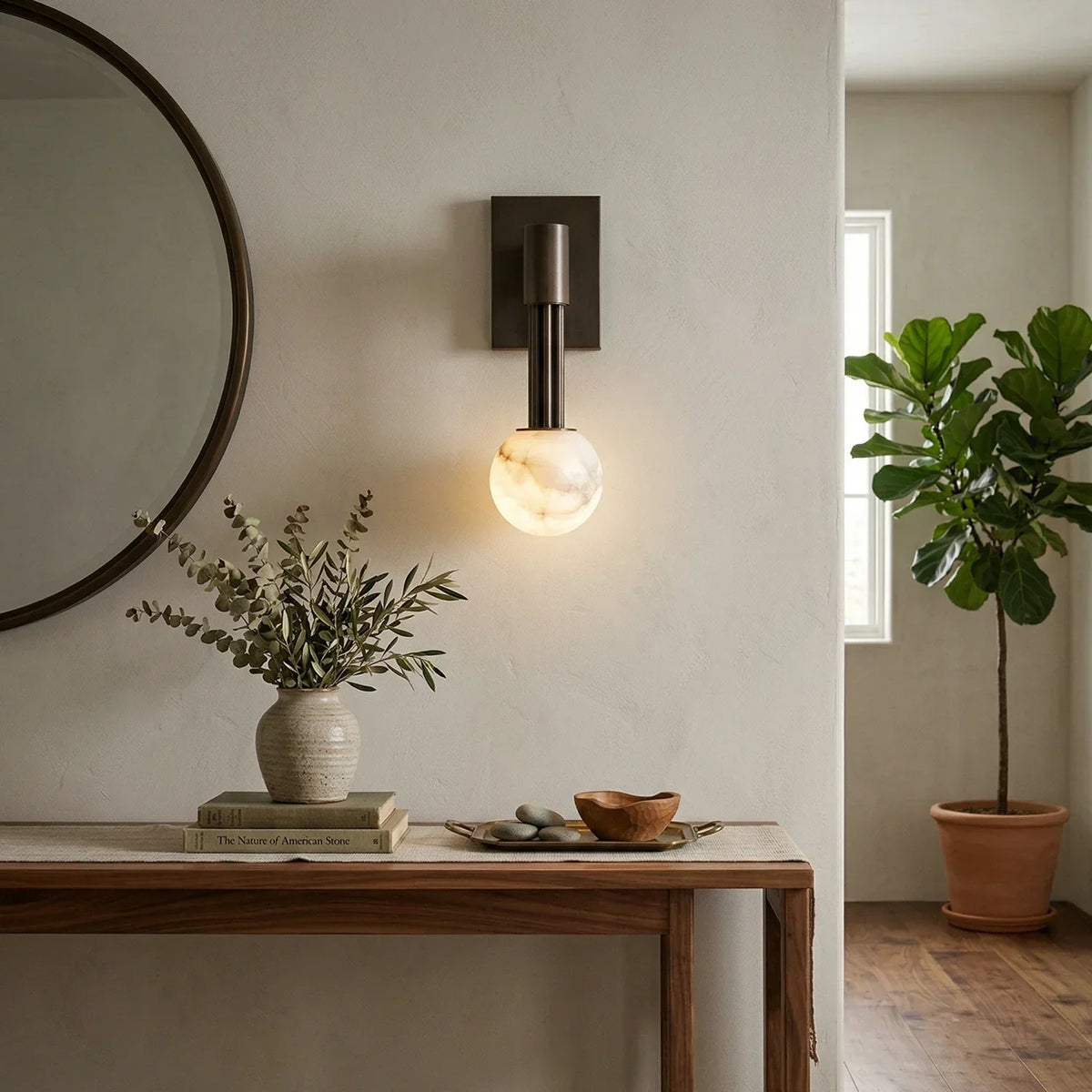 Columnar Obra Spherical Alabaster Wall Lamp – Alabaster detail 6