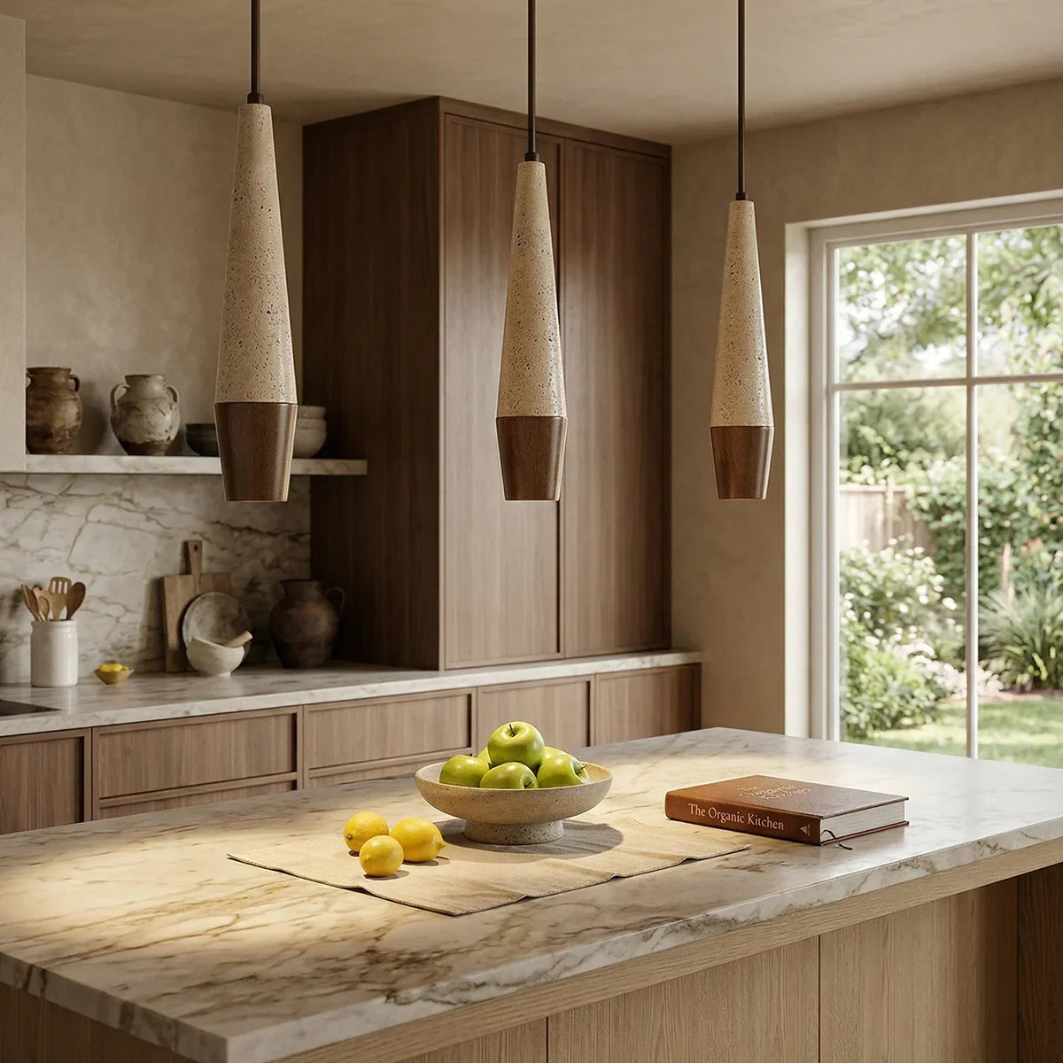 Conical Tiber Travertine Pendant Light – Travertine detail 7