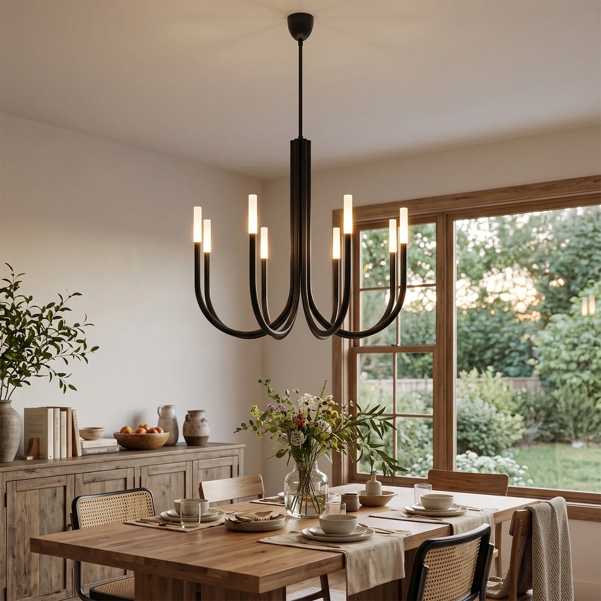 Corin Curved Arm Candle Brass Chandelier – Brass detail 3