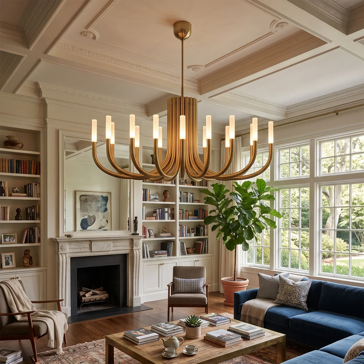 Corin Curved Arm Candle Brass Chandelier – Brass detail 7