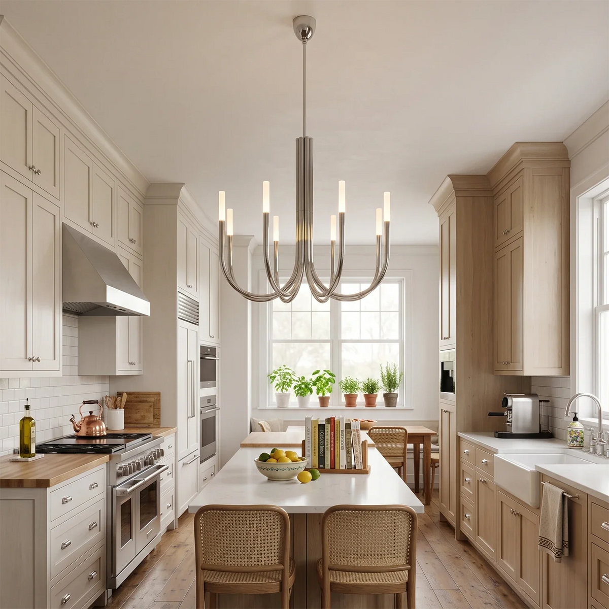Corin Curved Arm Candle Brass Chandelier – Brass detail 4