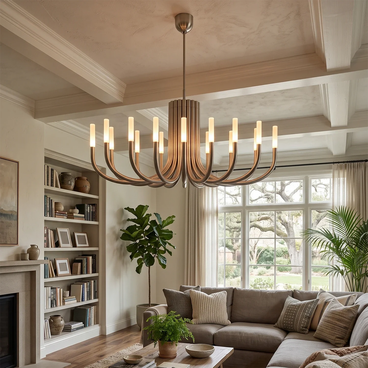 Corin Curved Arm Candle Brass Chandelier – Brass detail 8