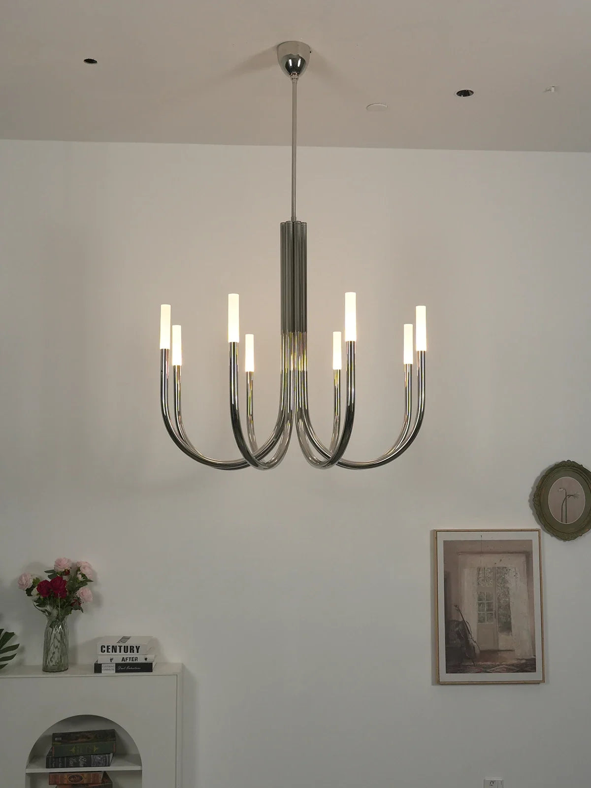 Corin Curved Arm Candle Brass Chandelier – Brass detail 11