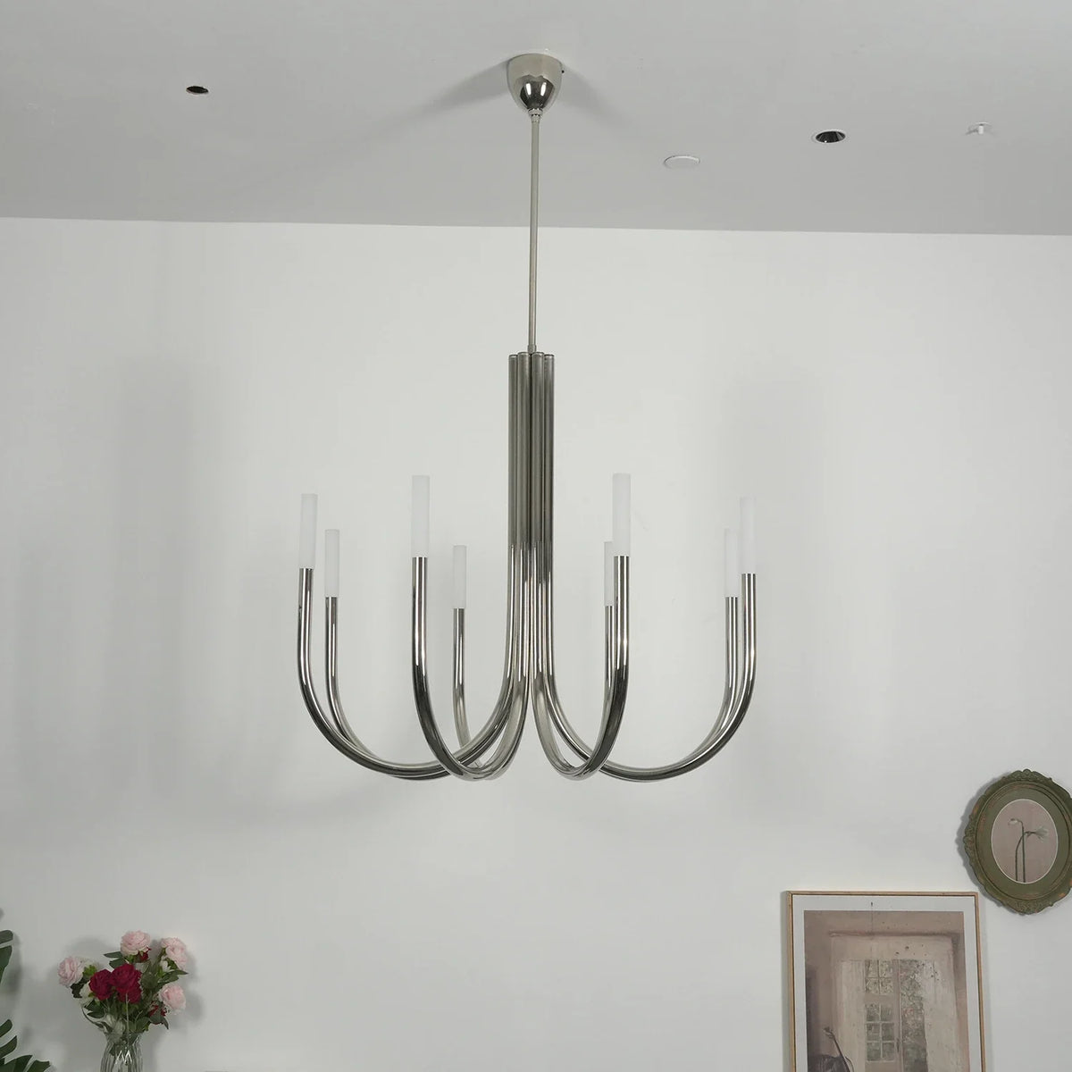 Corin Curved Arm Candle Brass Chandelier – Brass detail 20