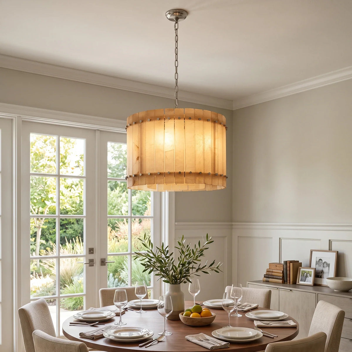 Corwin Alabaster Slat Chandelier – Alabaster detail 3