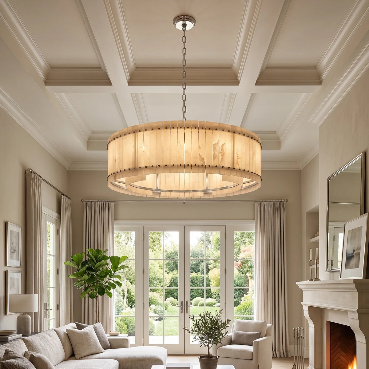 Corwin Alabaster Slat Chandelier – Alabaster detail 14