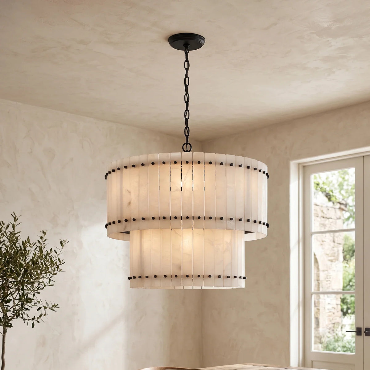 Corwin Alabaster Slat Chandelier – Alabaster detail 30
