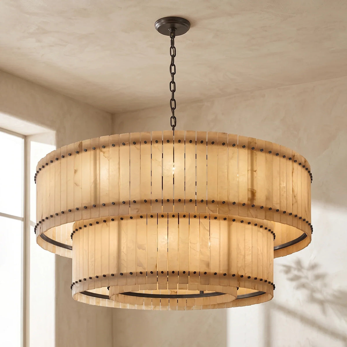 Corwin Alabaster Slat Chandelier – Alabaster detail 32