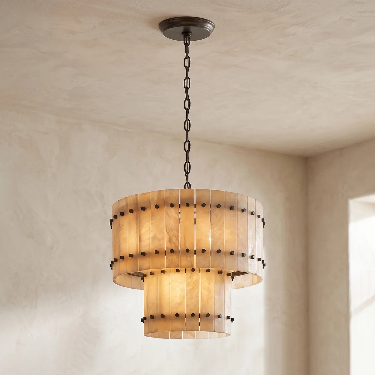 Corwin Alabaster Slat Chandelier – Alabaster detail 29