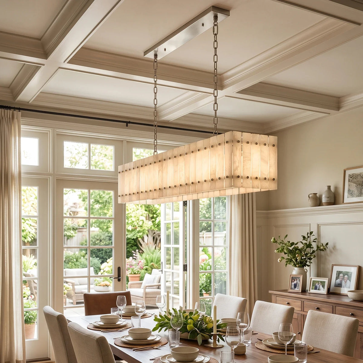 Corwin Alabaster Slat Chandelier – Alabaster detail 21