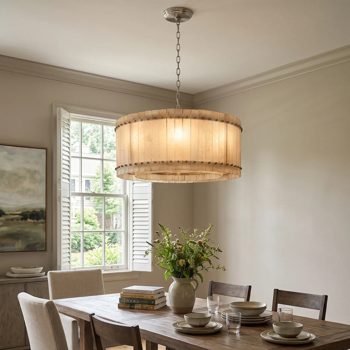 Corwin Alabaster Slat Chandelier – Alabaster detail 12