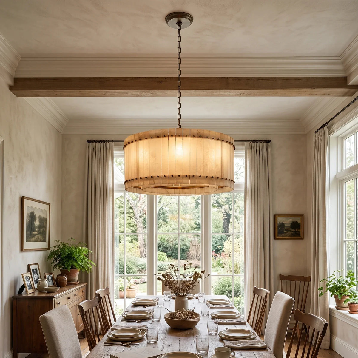 Corwin Alabaster Slat Chandelier – Alabaster detail 10