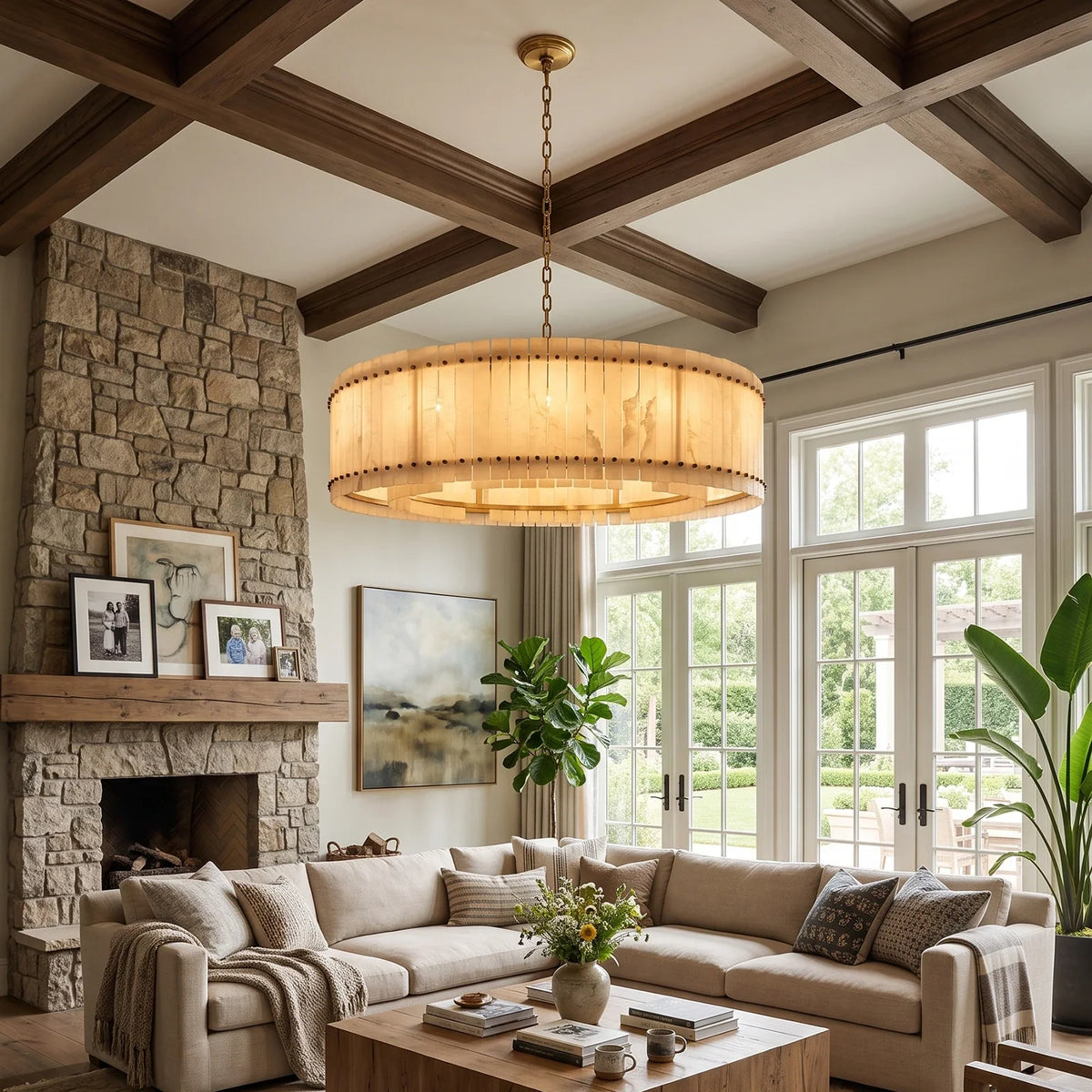 Corwin Alabaster Slat Chandelier – Alabaster detail 13