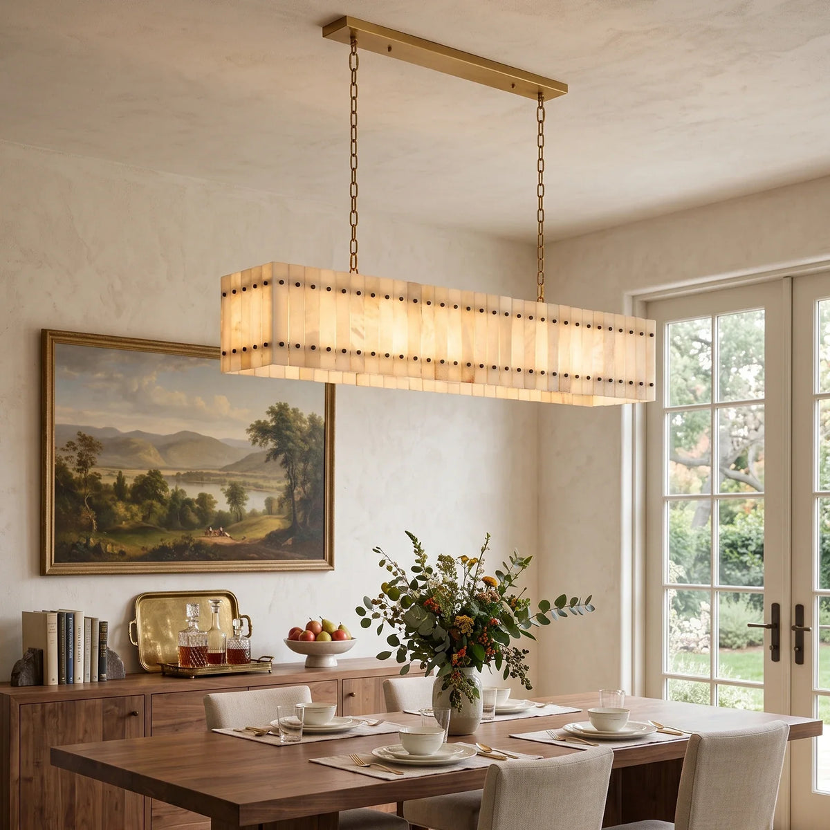Corwin Alabaster Slat Chandelier – Alabaster detail 5