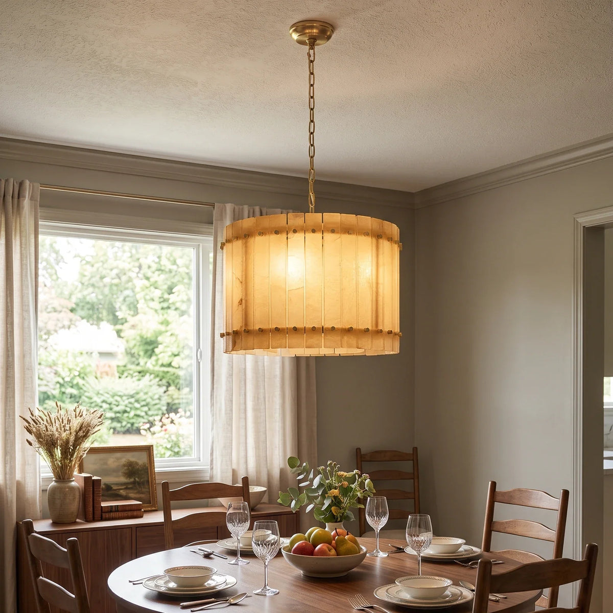 Corwin Alabaster Slat Chandelier – Alabaster detail 23