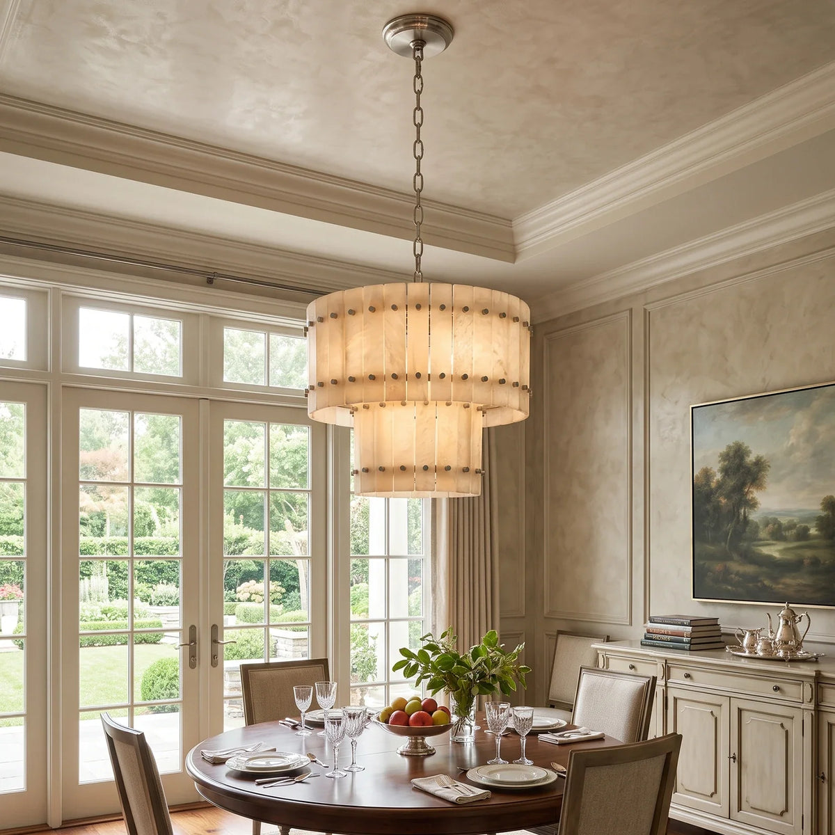 Corwin Alabaster Slat Chandelier – Alabaster detail 15