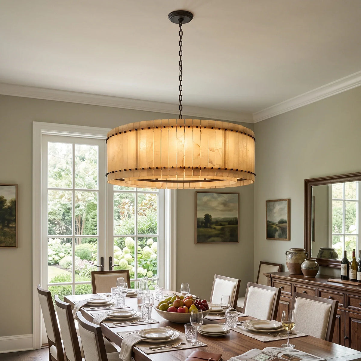 Corwin Alabaster Slat Chandelier – Alabaster detail 4