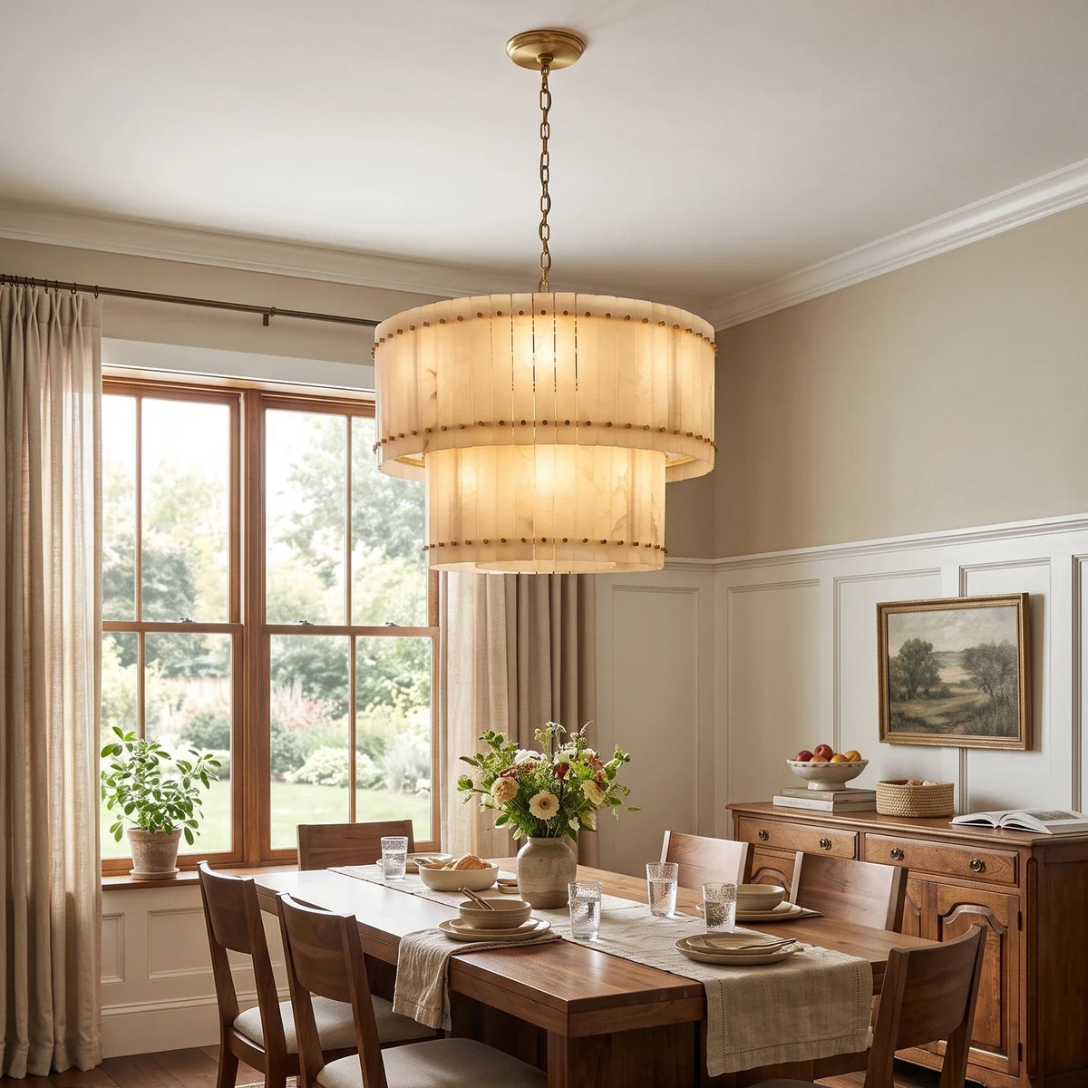 Corwin Alabaster Slat Chandelier – Alabaster detail 16