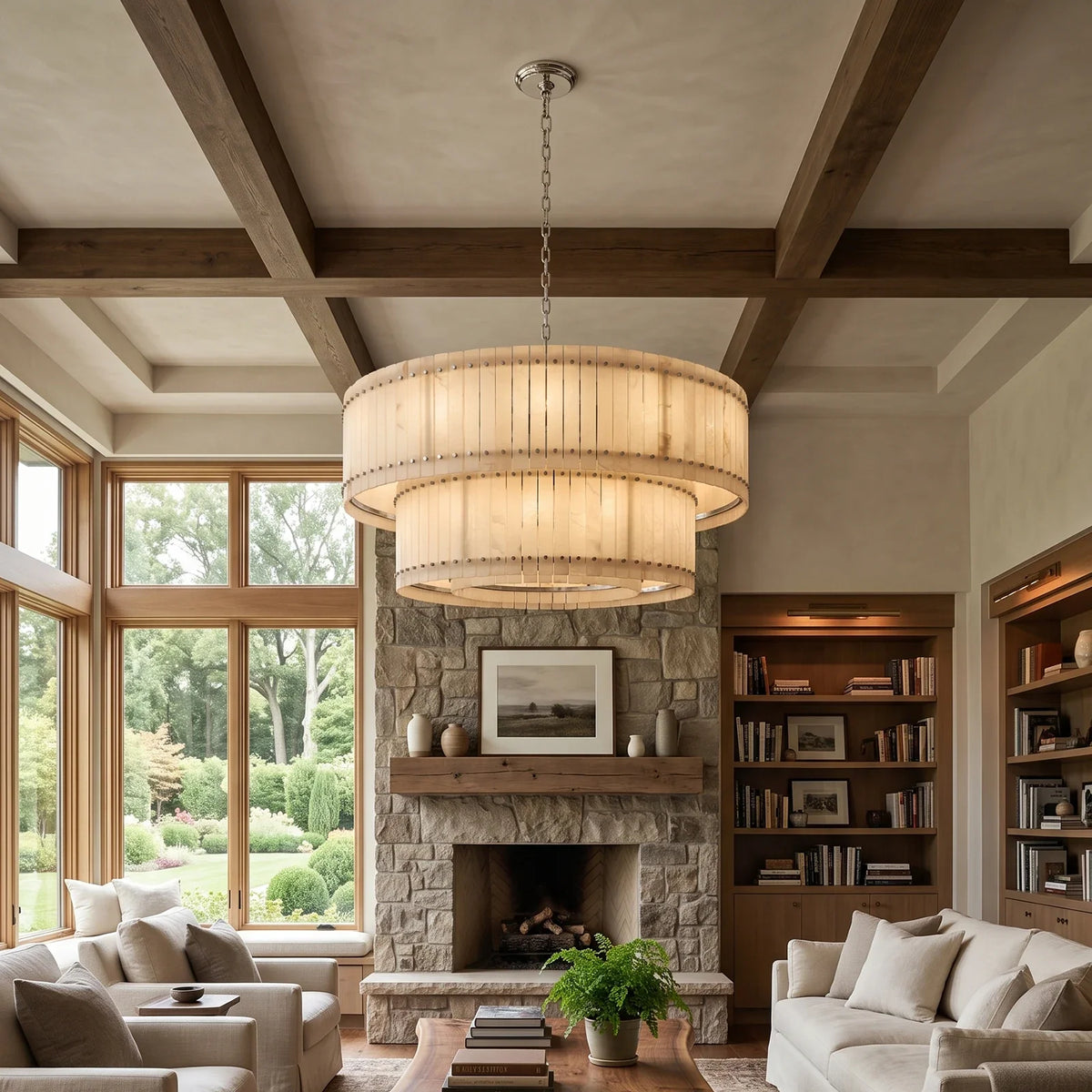 Corwin Alabaster Slat Chandelier – Alabaster detail 22