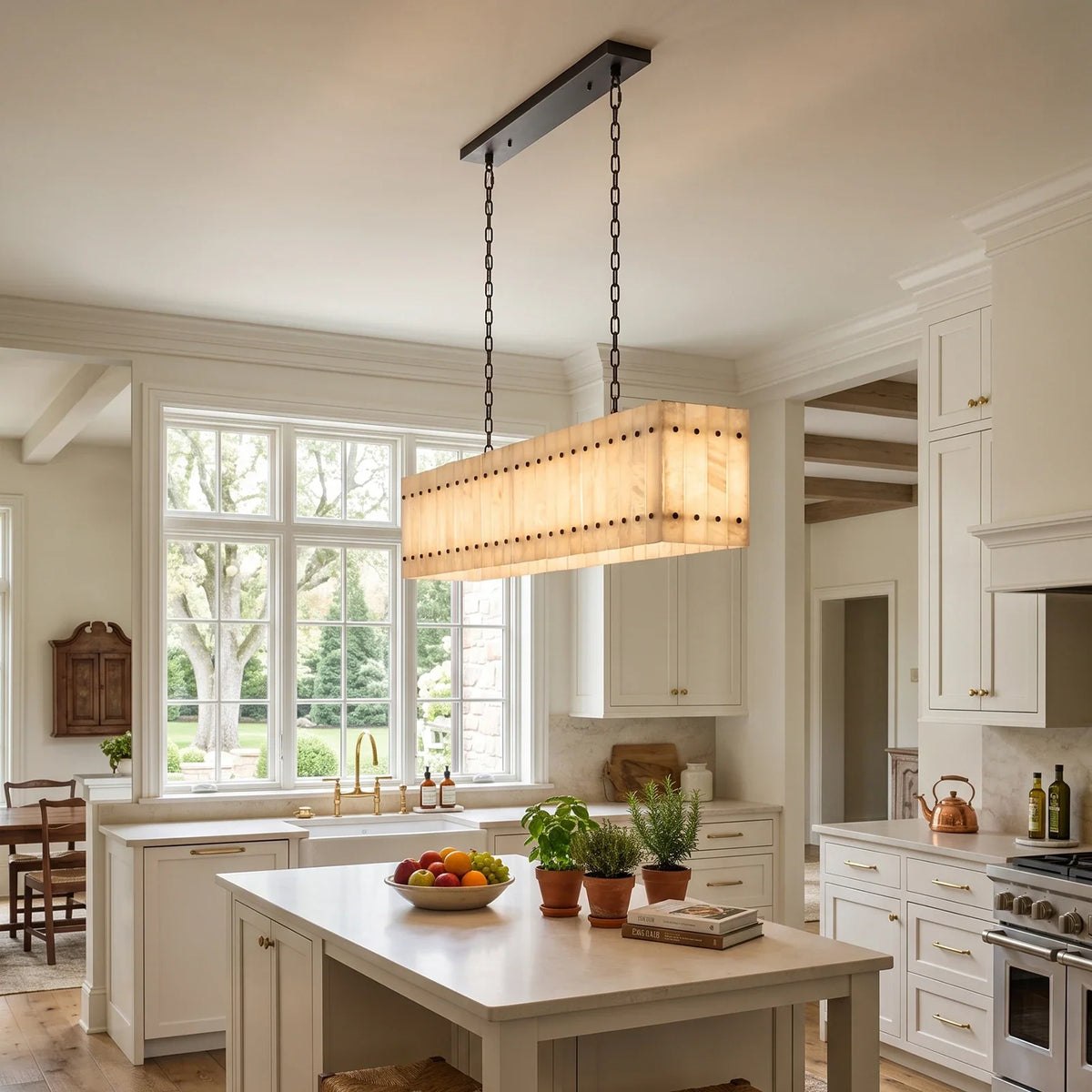 Corwin Alabaster Slat Chandelier – Alabaster detail 18