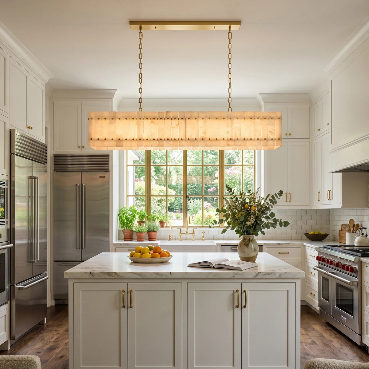 Corwin Alabaster Slat Chandelier – Alabaster detail 11
