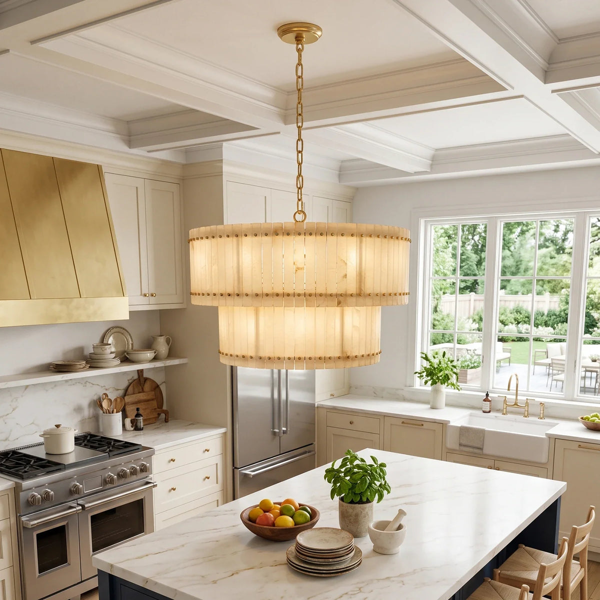 Corwin Alabaster Slat Chandelier – Alabaster detail 8