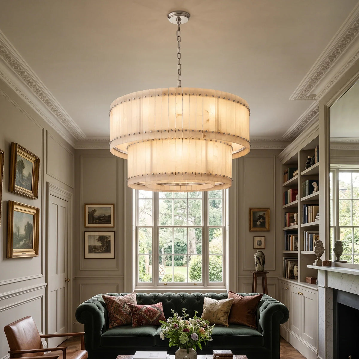 Corwin Alabaster Slat Chandelier – Alabaster detail 17