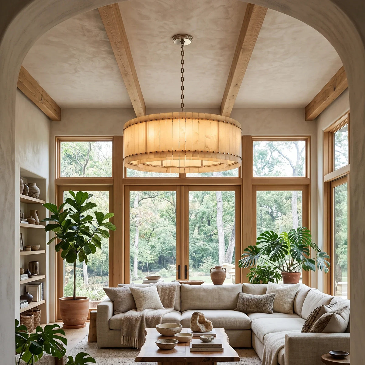 Corwin Alabaster Slat Chandelier – Alabaster detail 2