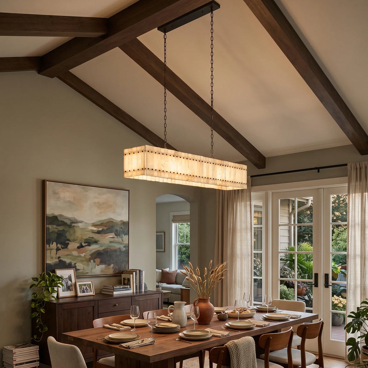 Corwin Alabaster Slat Chandelier – Alabaster detail 20