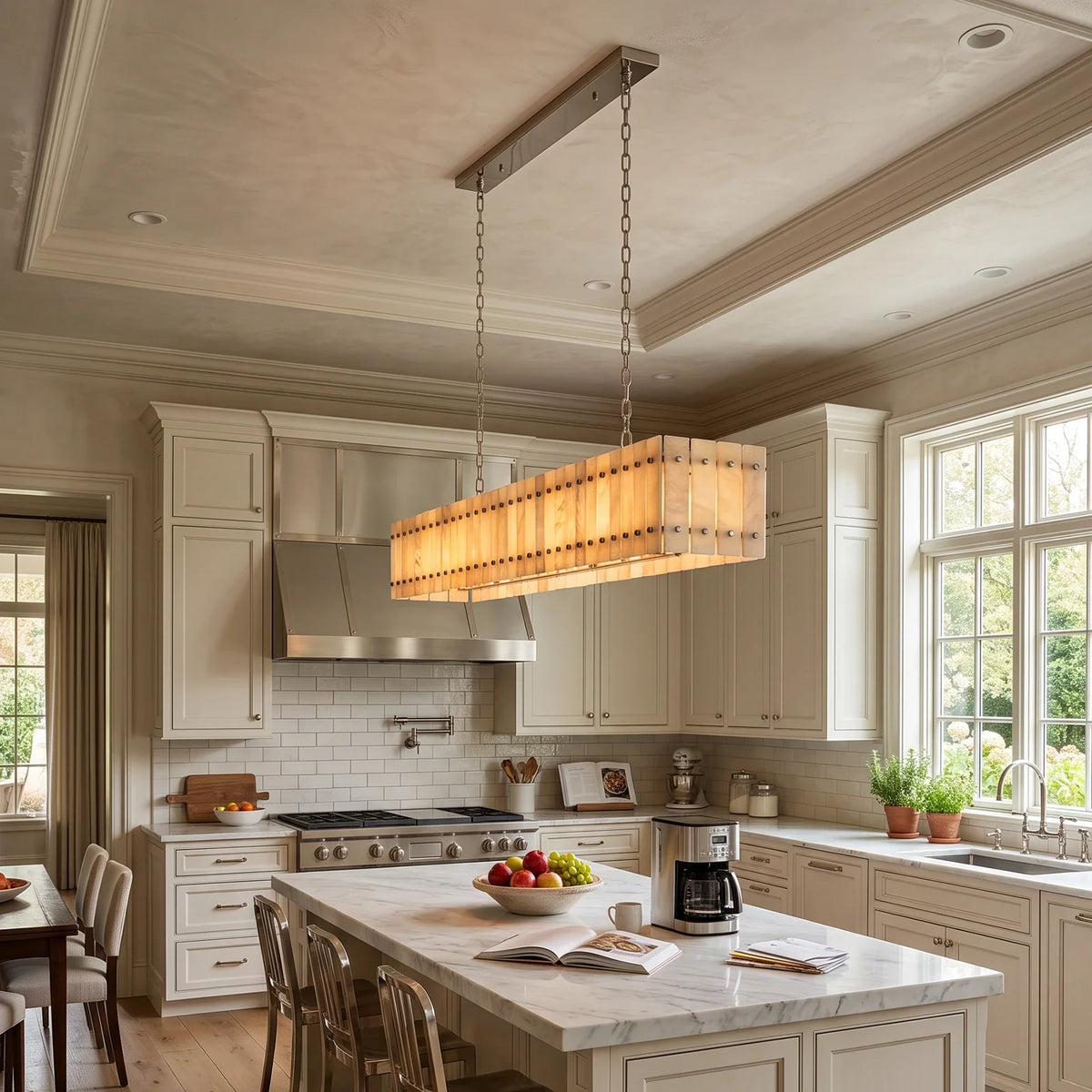 Corwin Alabaster Slat Chandelier – Alabaster detail 19