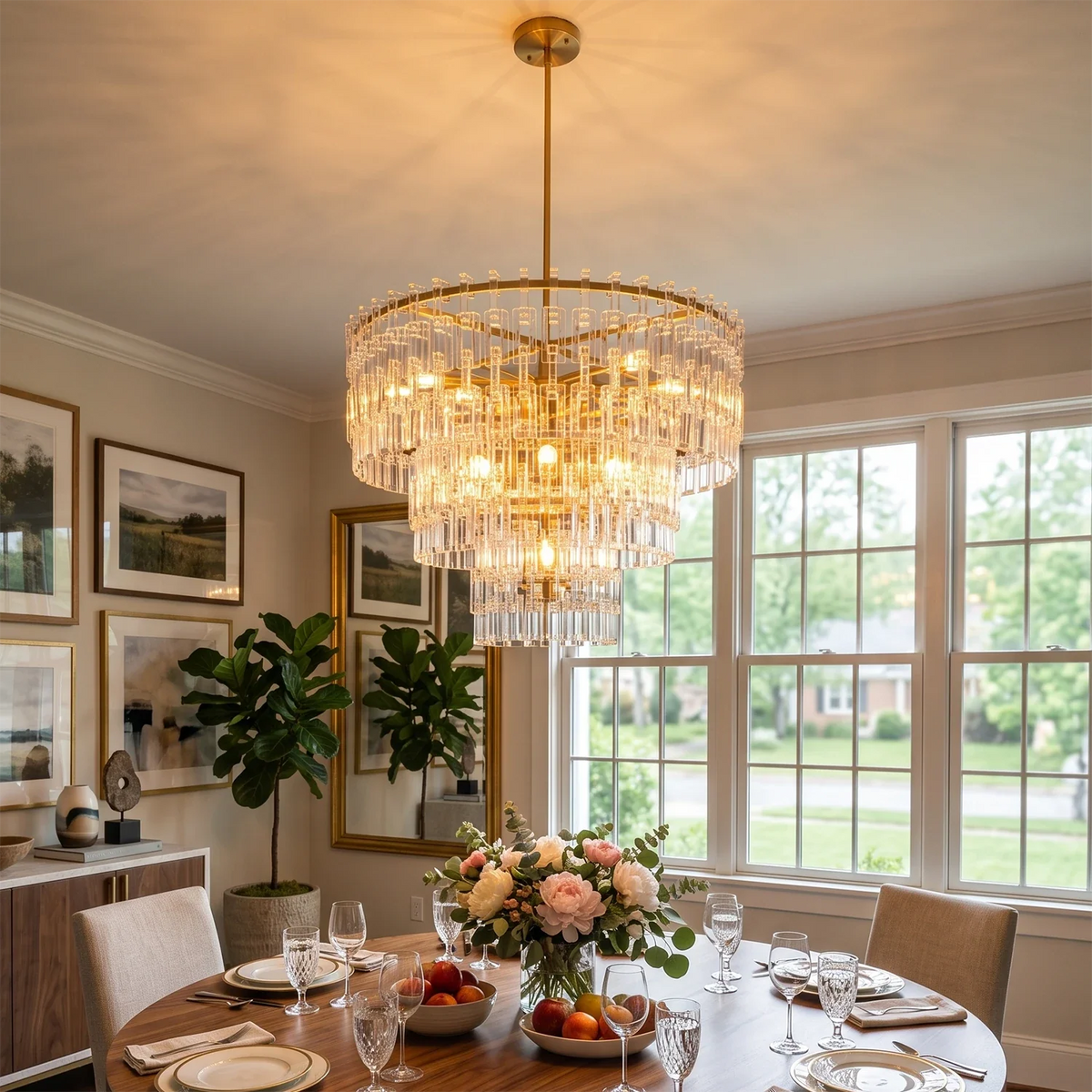Corwin Tiered Crystal Bar Chandelier – Crystal detail 3