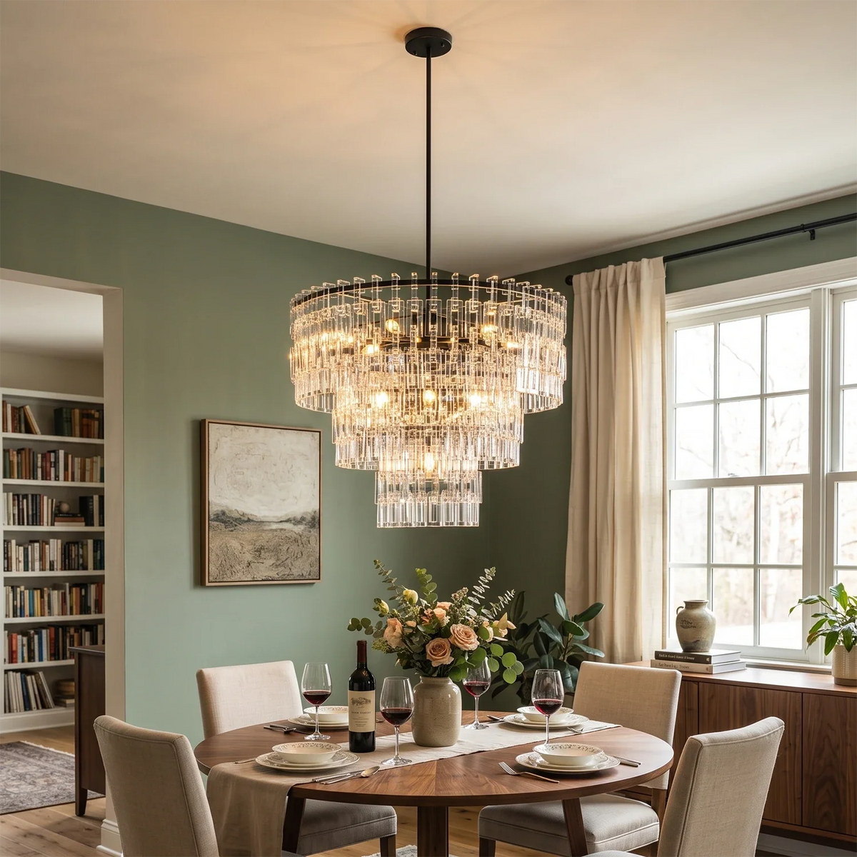 Corwin Tiered Crystal Bar Chandelier – Crystal detail 7