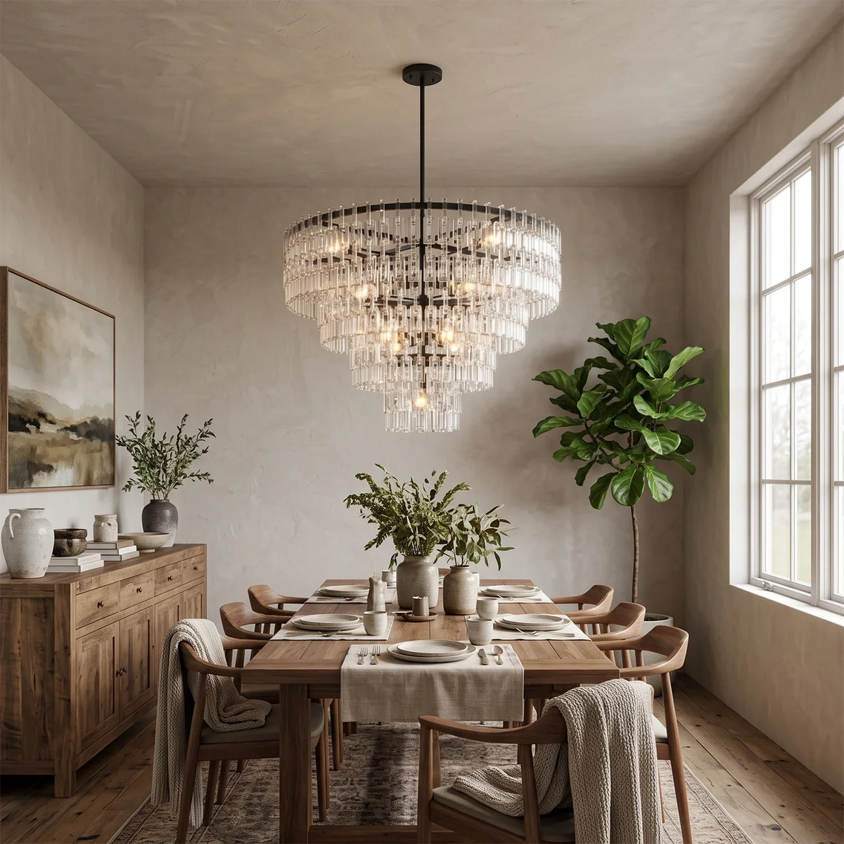 Corwin Tiered Crystal Bar Chandelier – Crystal detail 8