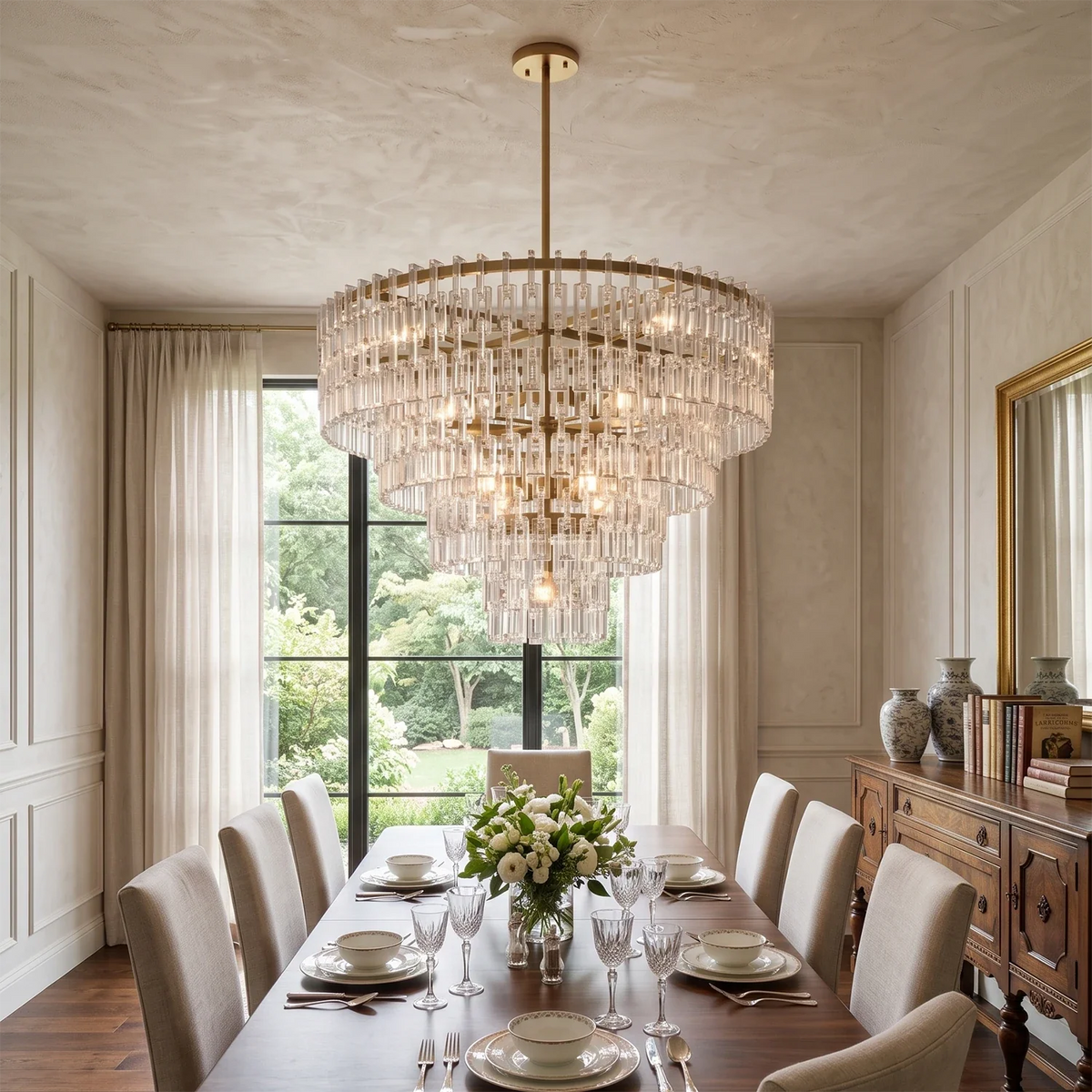 Corwin Tiered Crystal Bar Chandelier – Crystal detail 6