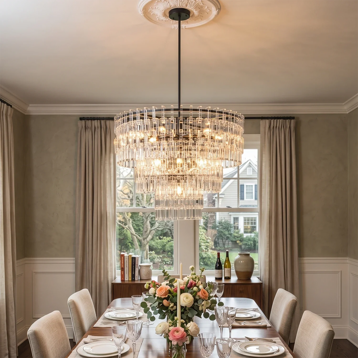 Corwin Tiered Crystal Bar Chandelier – Crystal detail 4