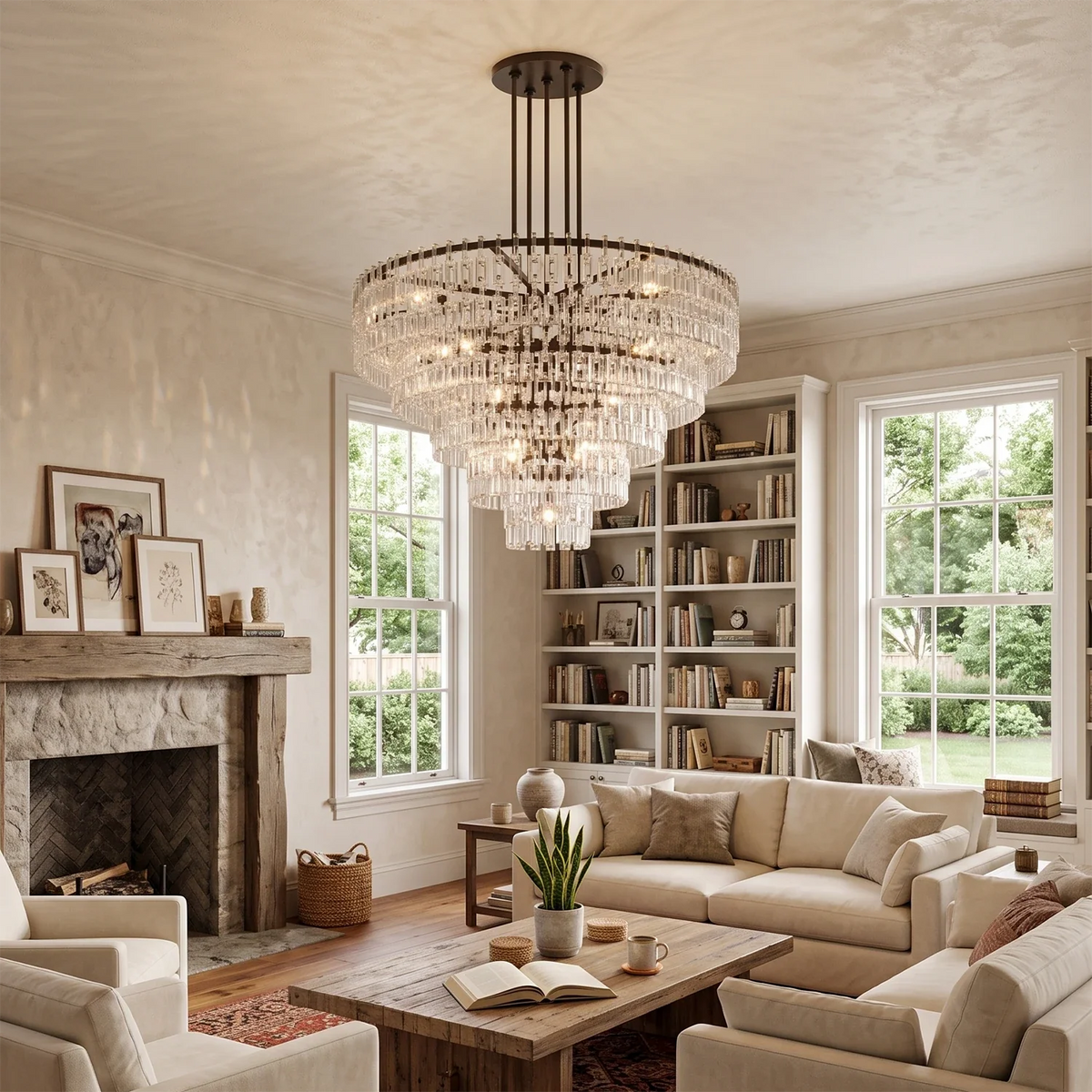 Corwin Tiered Crystal Bar Chandelier – Crystal detail 9